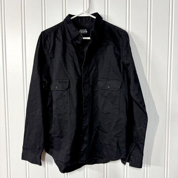 NATIVE YOUTH Button Down Women Size S Black Rugged Cotton Long Sleeve Casual - Picture 1 of 4